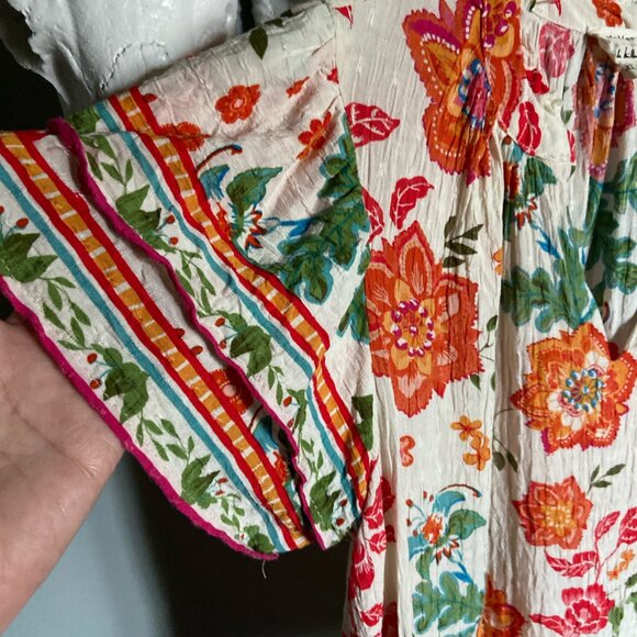 Artelier Nicole Miller Boho Box Cut Blouse. Two tiered sleeves Floral XL - Picture 5 of 9